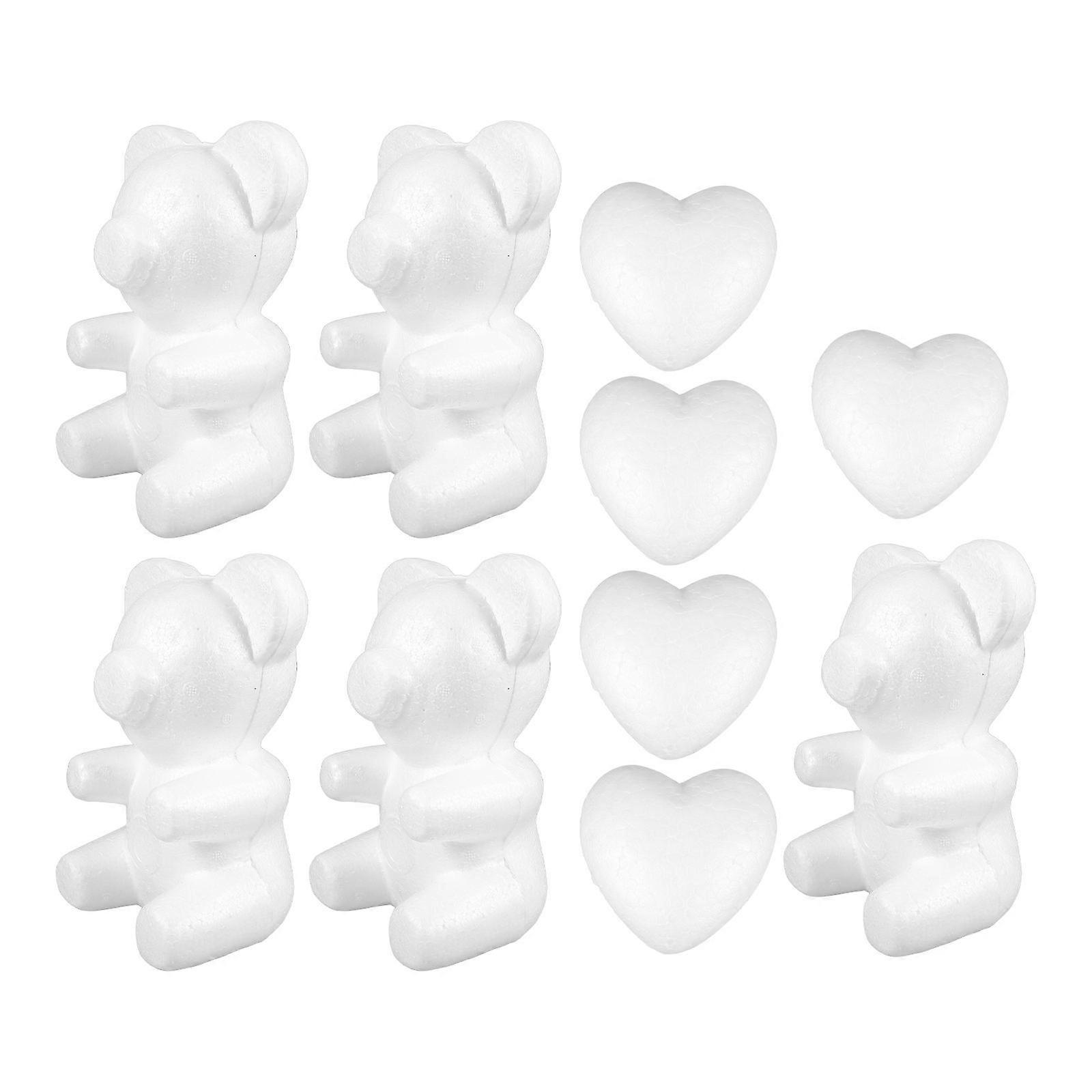 Arts and Crafts Bear Heart Foam Model for DIY 10Pcs White Set
