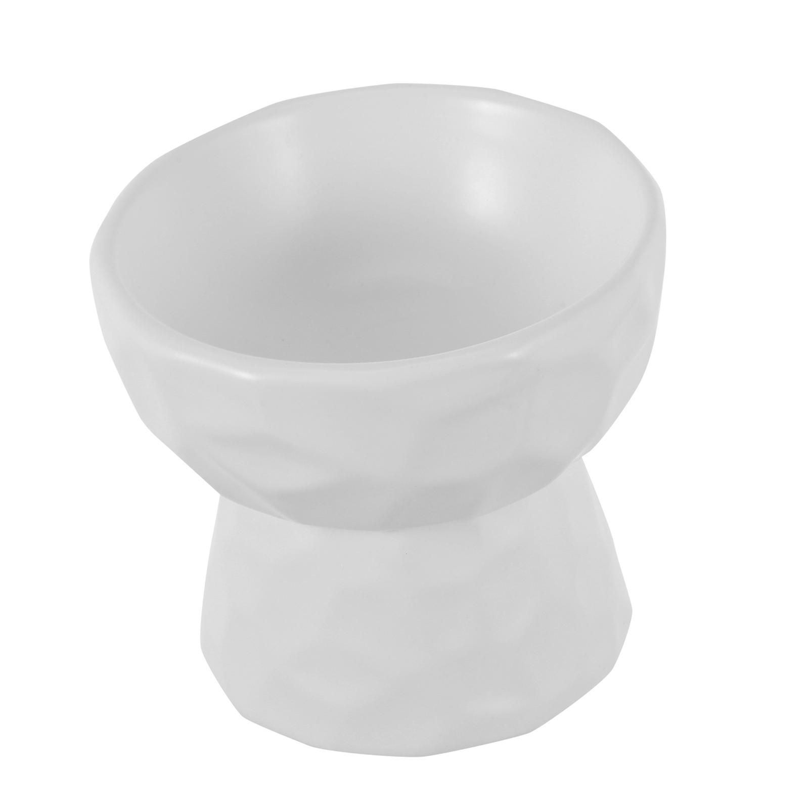 Ceramic Cat Drinking Bowl Pet Feeding Watering White Simple Design 1Set