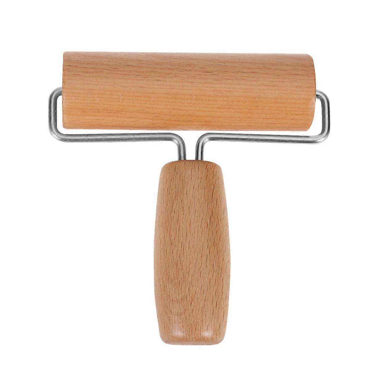 Rolling Pin Wood Cylindrical Shape Easy To Clean For Veteran Cooks And Beginners In Brown 10.9*12 Cm 1Pack