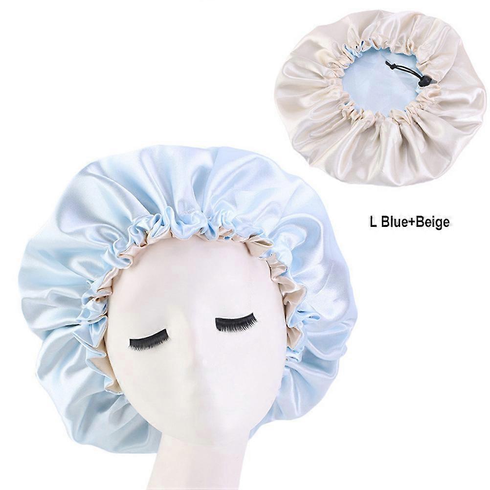Beauty Cap Double Layer Sleeping Hat for Sleeping Use Light Blue