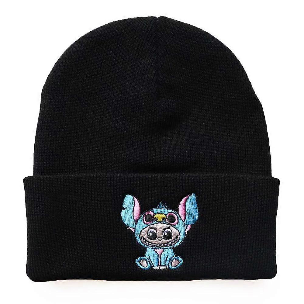 Men's and women's autumn and winter warm hats cartoon labubu wool hat labubu embroidery student knitted hat