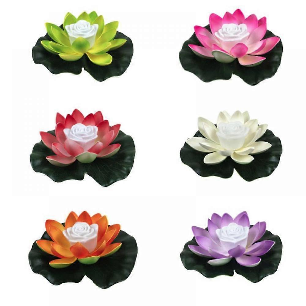 Prettyui Artificial Lotus-Shaped Colorful Changing Floating Flower Light Water Swimming Pool Wishing Light With Battery