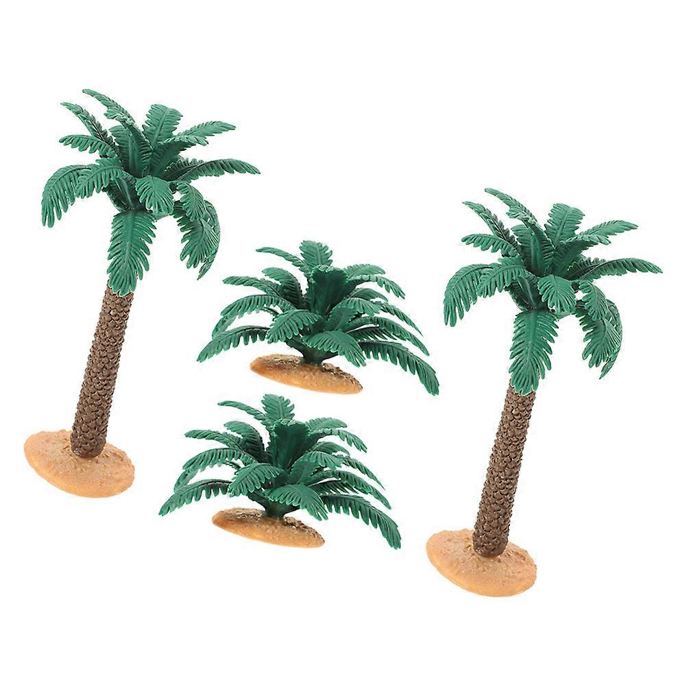 PVC Mini Palm Tree Model for Decoration 4Pcs Artificial Scene Trees