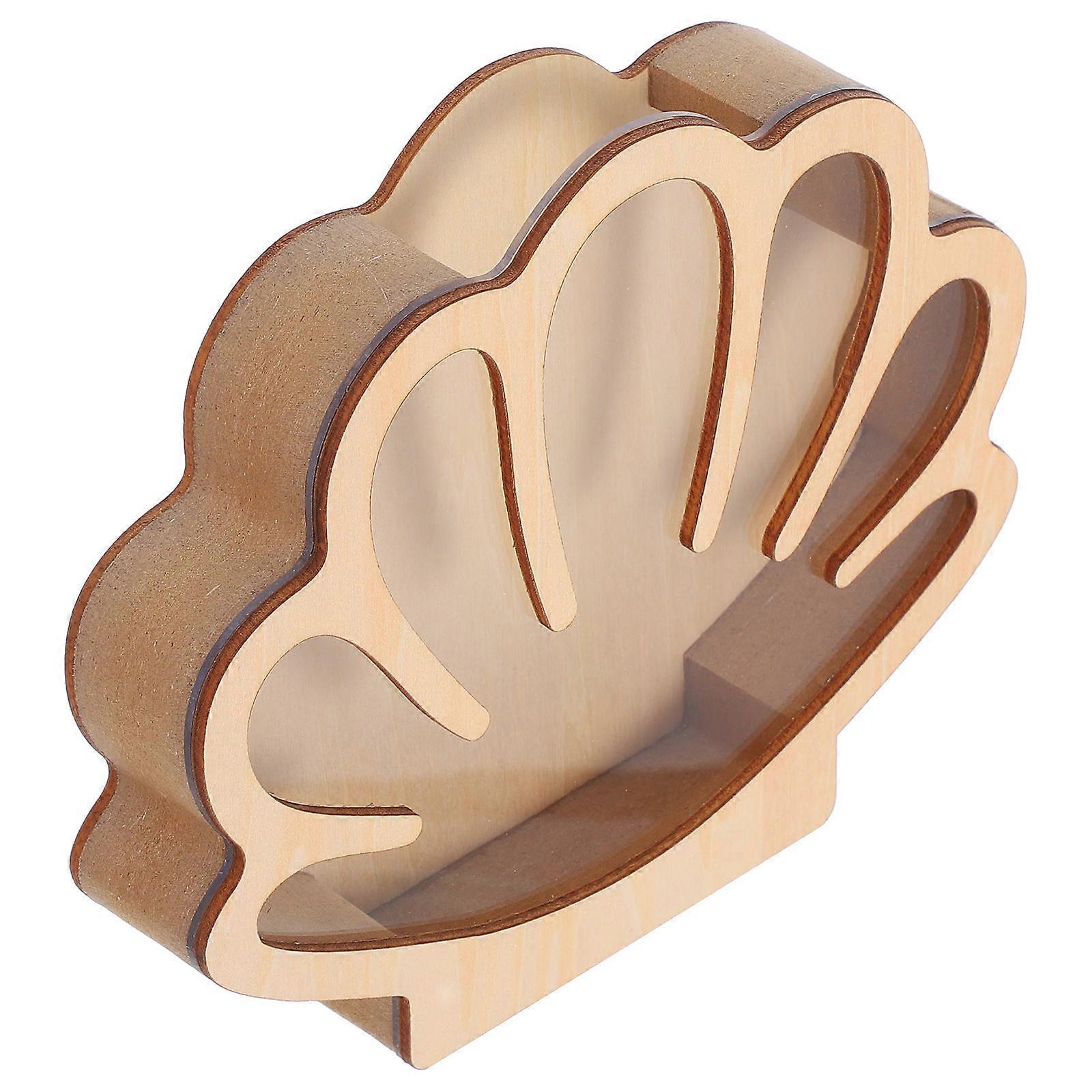 Wood Seashell Holder Wooden Display Case for Storage 5Pcs Versatile Decor