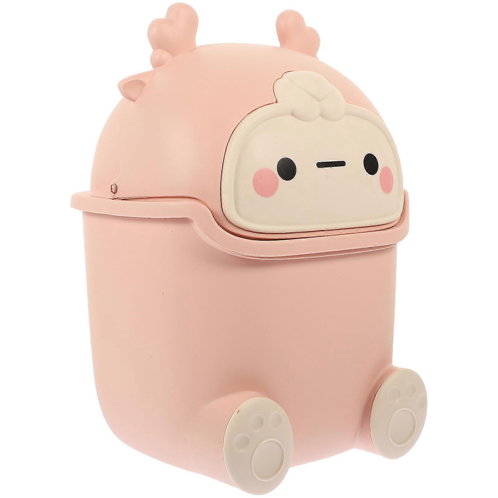 Creative Elk Shape Desktop Trash Bin With Lid For Tabletop Use Simple Color 9.24X6.09X5.50In Trash Storage 1Pack