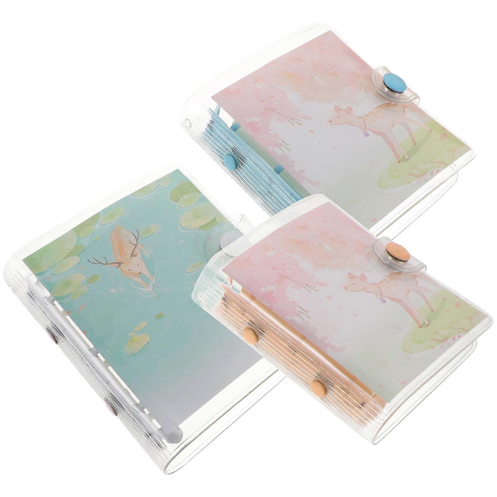 Mini Loose-Leaf Notebook 3Pcs Assorted Color Transparent Design Notepad Ideal For Office Workers Note Taking