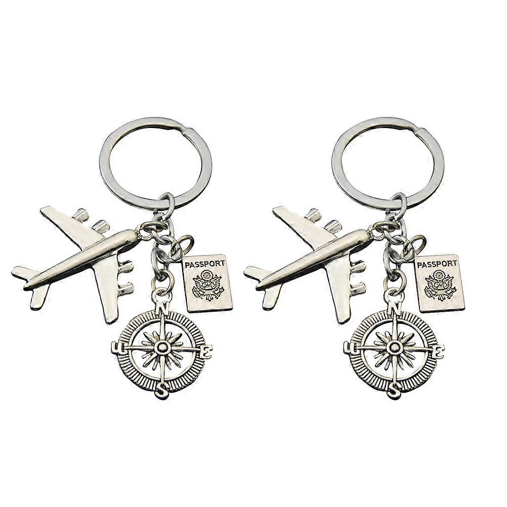 Keychain Decor Airplane Compass Pendant for Decoration 4Pcs