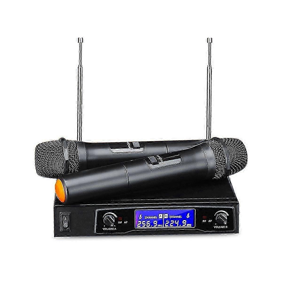 Mikrofon 2-kanals trådlös dubbel handhållen mikrofon Digital LCD-skärm Mikrofonsystem Kit FO