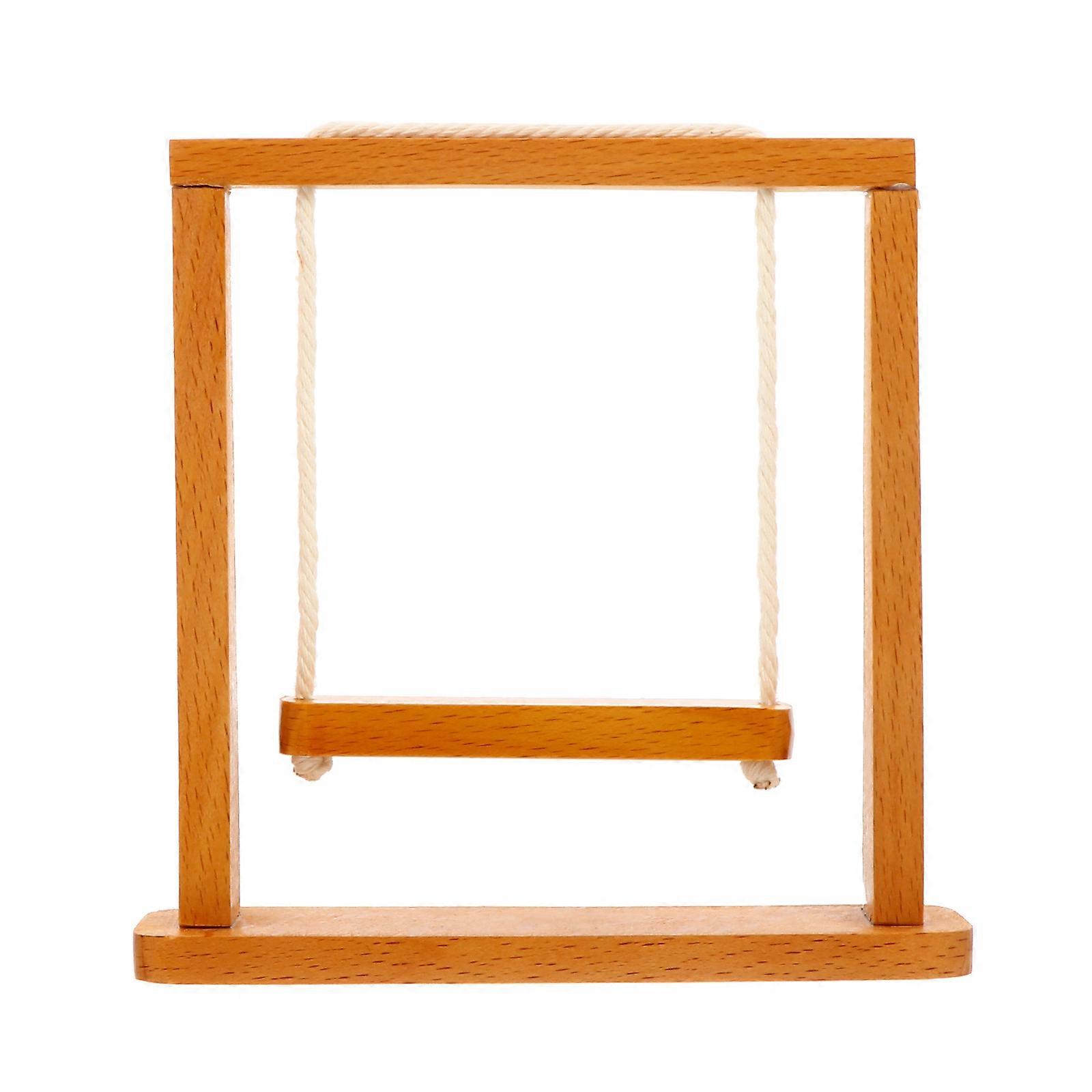 Mini Swing Model Dollhouse Porch Swing for Decoration 2Pcs in Light Brown