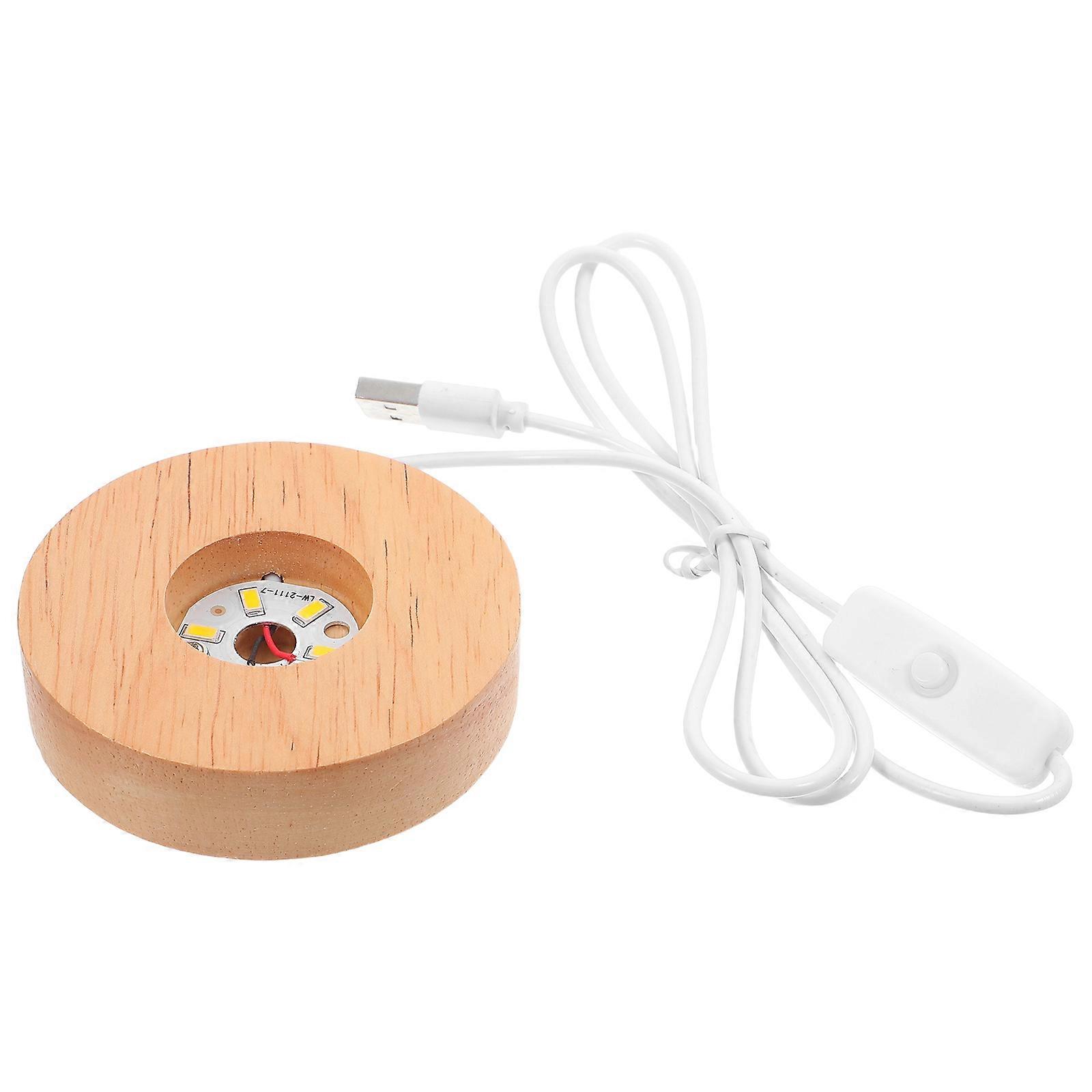 Wooden LED Light Base for Crystal Display Stand 4Pcs for Night Light