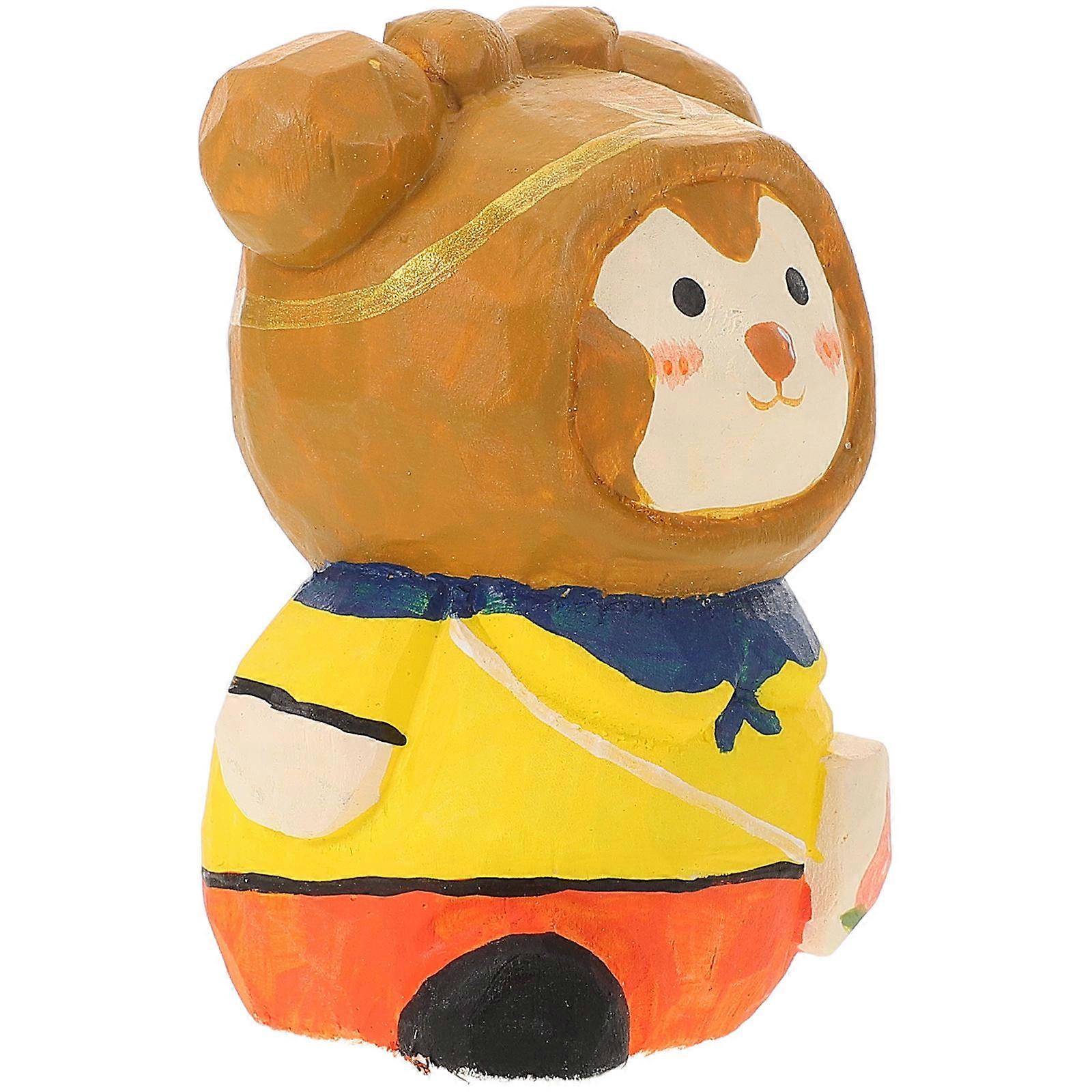 Creative Monkey Shape Sculpture Living Room Decor Multi Colored Wood 1Set