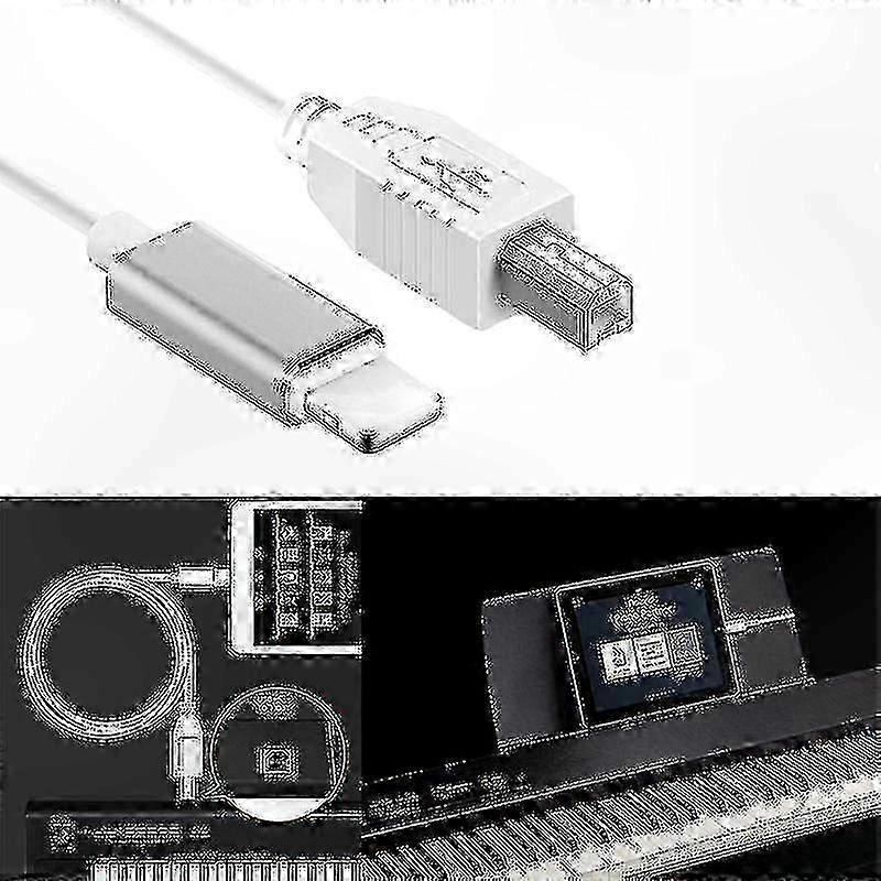 USB 2.0 Type-B to Lightning Cable for MIDI Keyboard Connection Adapter