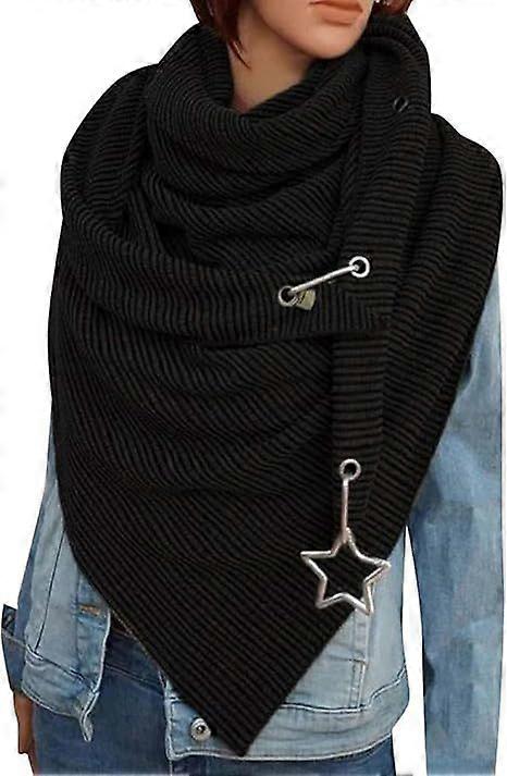 Women's triangular shawl (black), warm and elegant for autumn and winter.