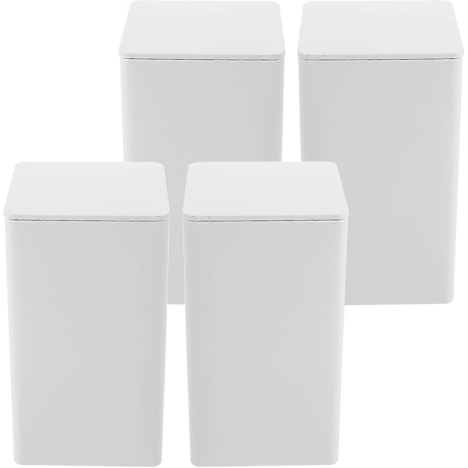 4pcs Airtight Tinplate Storage Jars with Lids  White Decorative Canisters for Coffee Beans, Loose Tea, Sugar, and Spices  Mouth Design