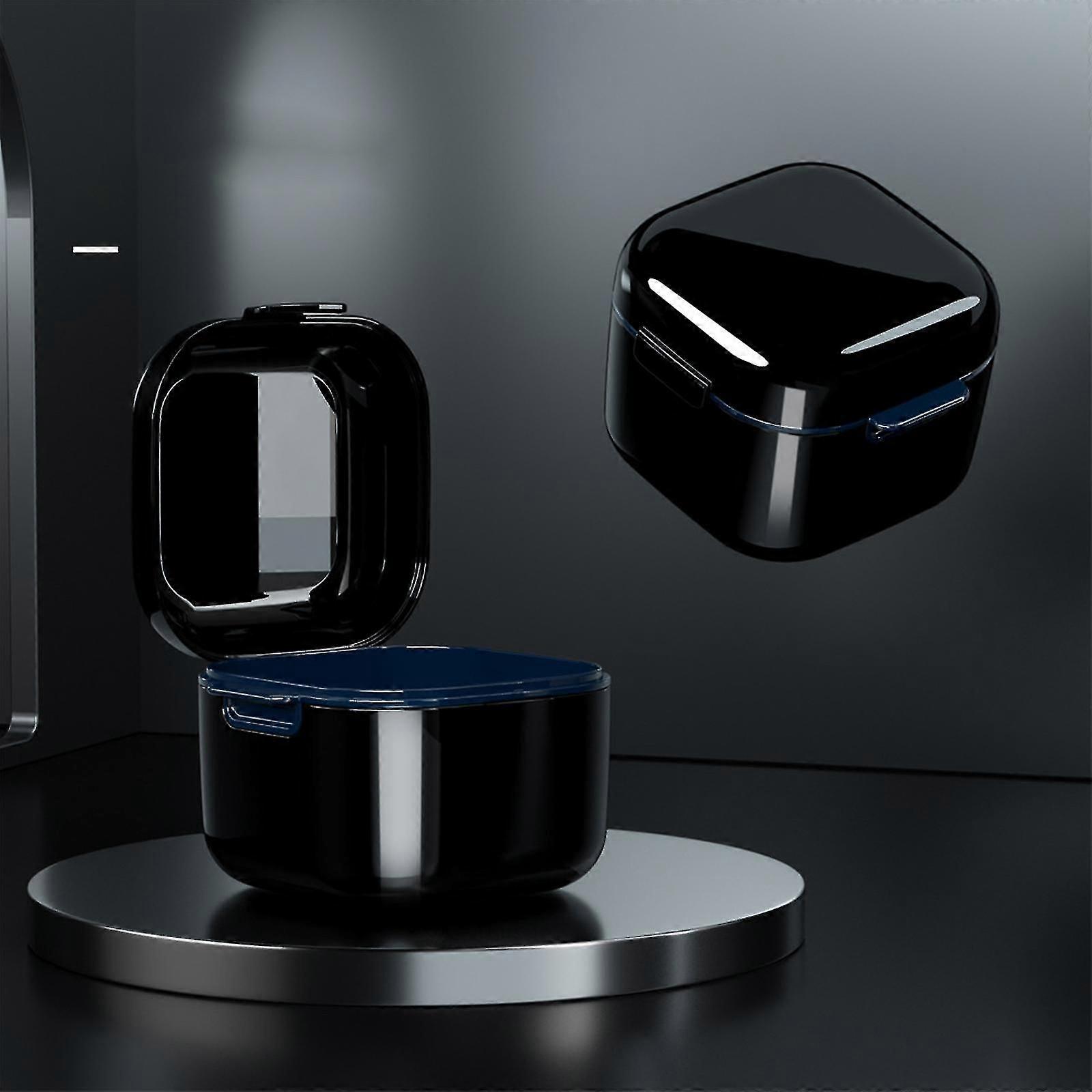 Denture Box With Strainer Portable False Teeth Container Hygienic Denture Container For Storage And Dipping Mouth Guard Holders And Dental Gear