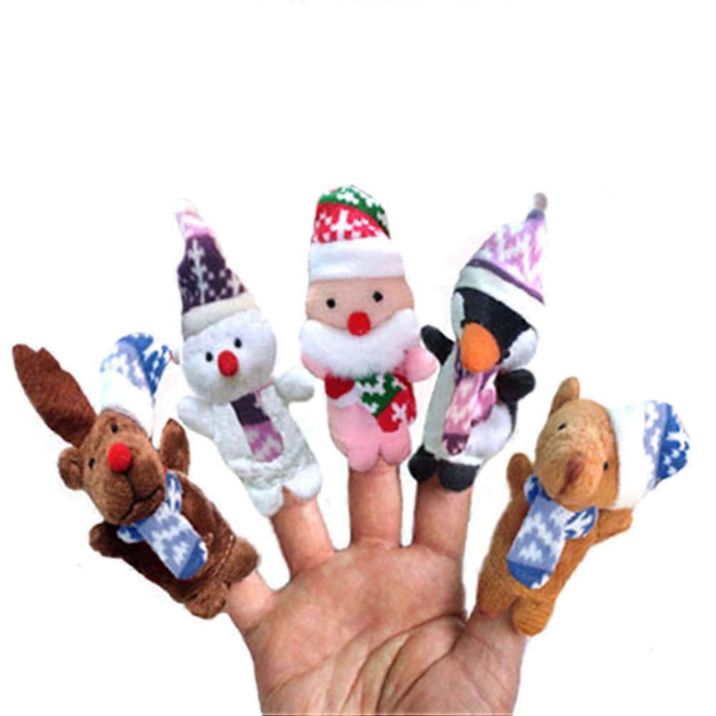 10Pcs Plush Christmas Finger Puppets for Playing Use Assorted Color Toys