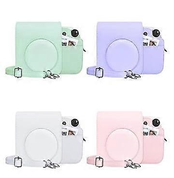 Camera Bag, Leather PU Case Compatible with Fujifilm Instax Mini 12, Soft Protective Cover with Adjustable Strap, Blue