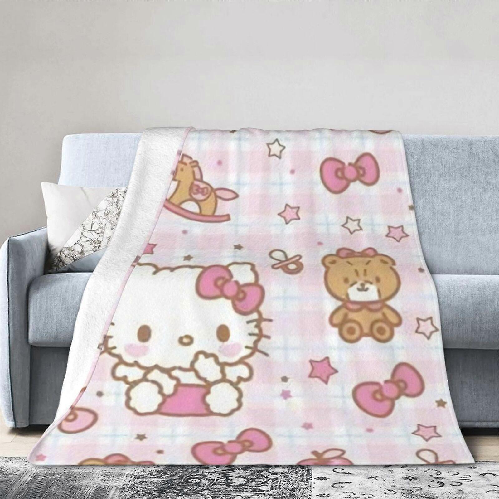 Hello Kitty Throws Blanket 60"x50" - Super Soft, Lightweight, Cozy & Warm, Multi-Season Use for Bed, Sofa, Travel, Camping