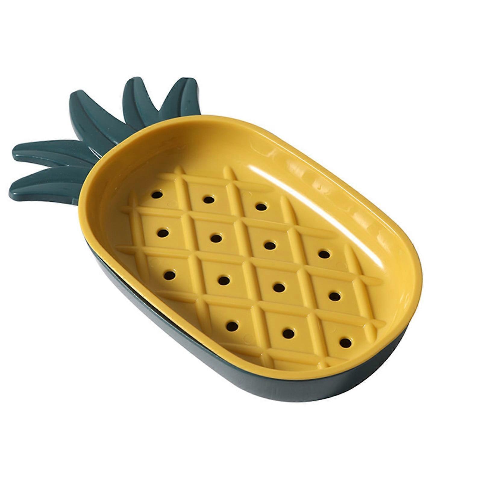 Cute Pineapple Shape Bar Soap Holder, Detachable & Easy to Clean, Smooth Draining Tray for Bathroom Shower Storage Organizer