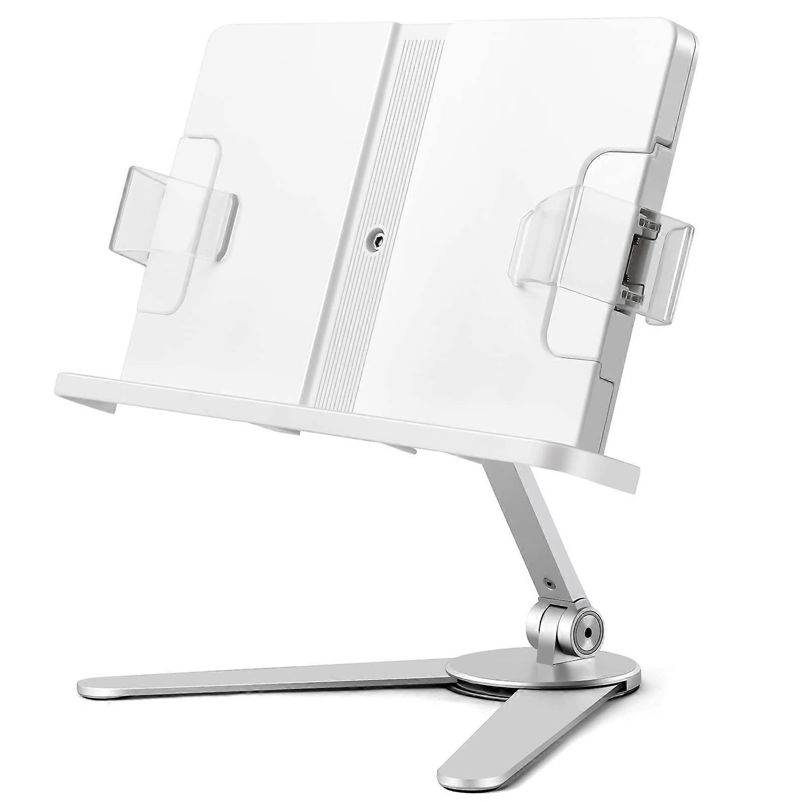Book Stand, Cookbook Holder Desk Reading, Adjustable Height & Angle, Aluminum Alloy, Foldable and Portable