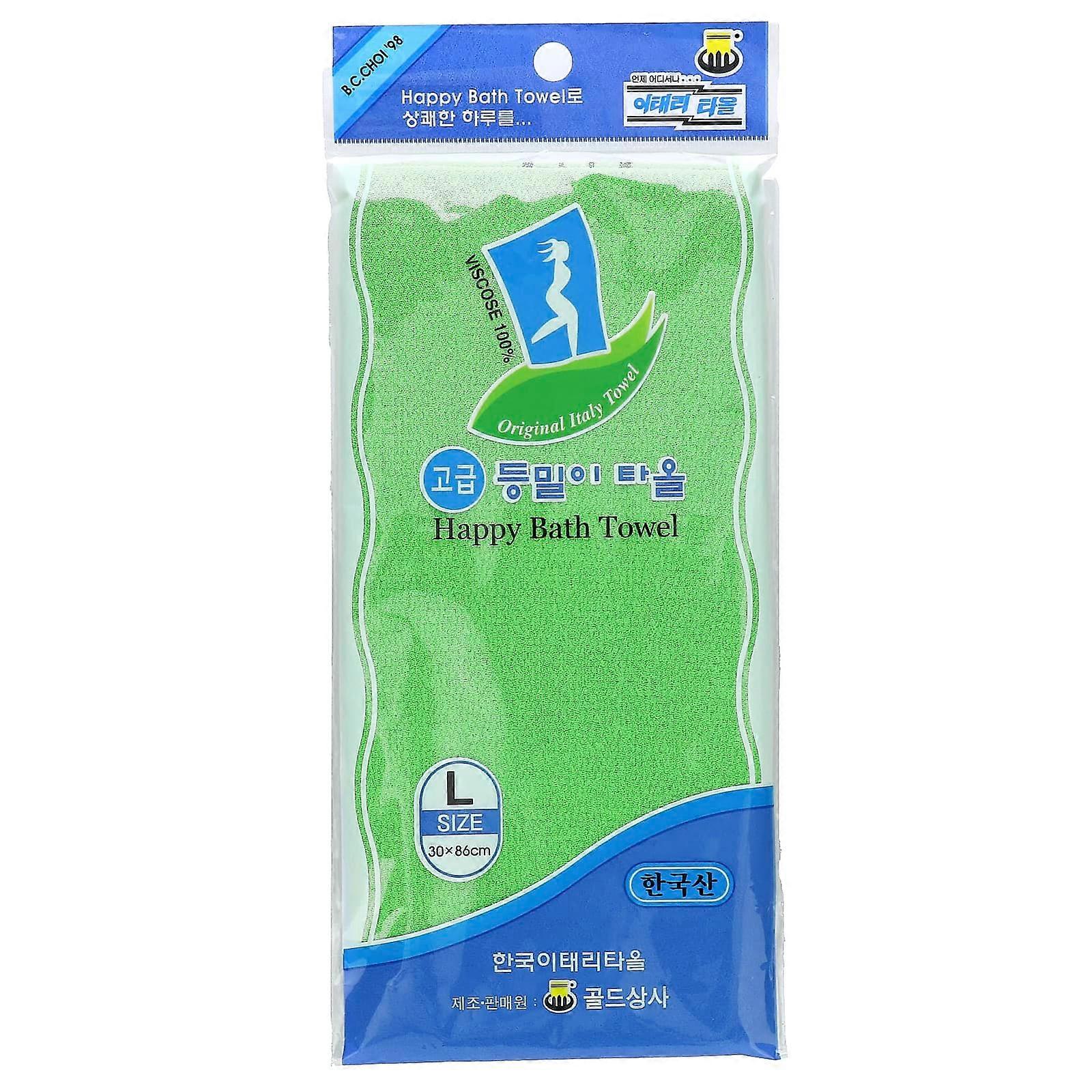 Happy Bath Towel, Large, Green, 1 Count