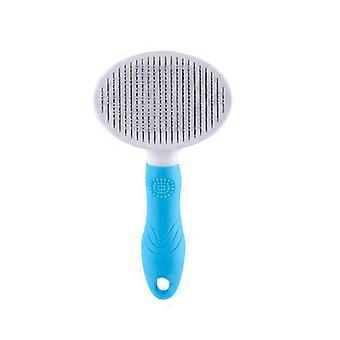 Kattenverzorgingsborstel, zelfreinigende gladde borstels voor honden Katten Pet Brush Tool verwijdert voorzichtig losse ondervacht, matten verward haar Massage-zelf (blauw)
