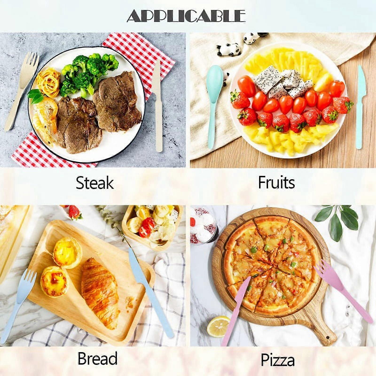 Reusable Travel Utensils Set with Case, 4 Sets Wheat Straw Portable Knife Fork Spoons Tableware, Eco-Friendly Free