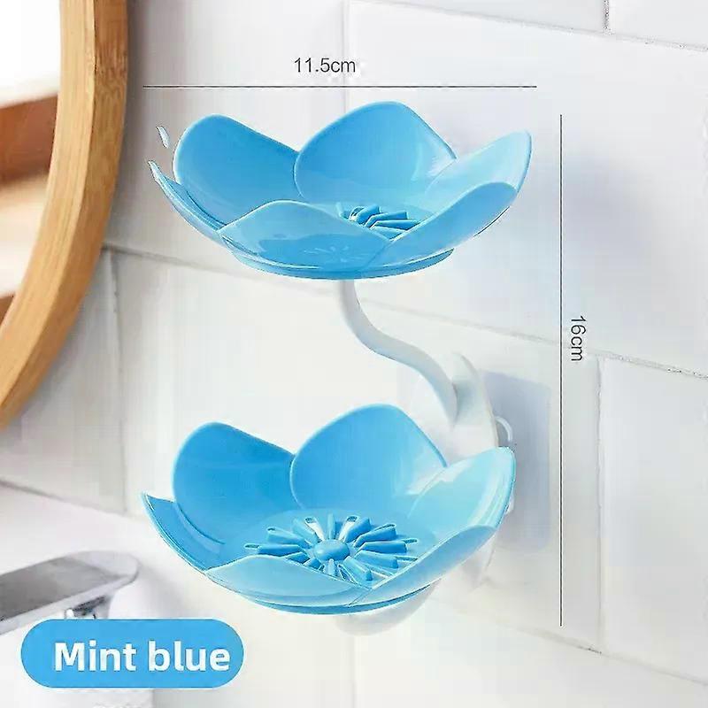 Lotus Soap Box No-punching Wall-mounted Double-layer Drain Soap Box Soap Rack