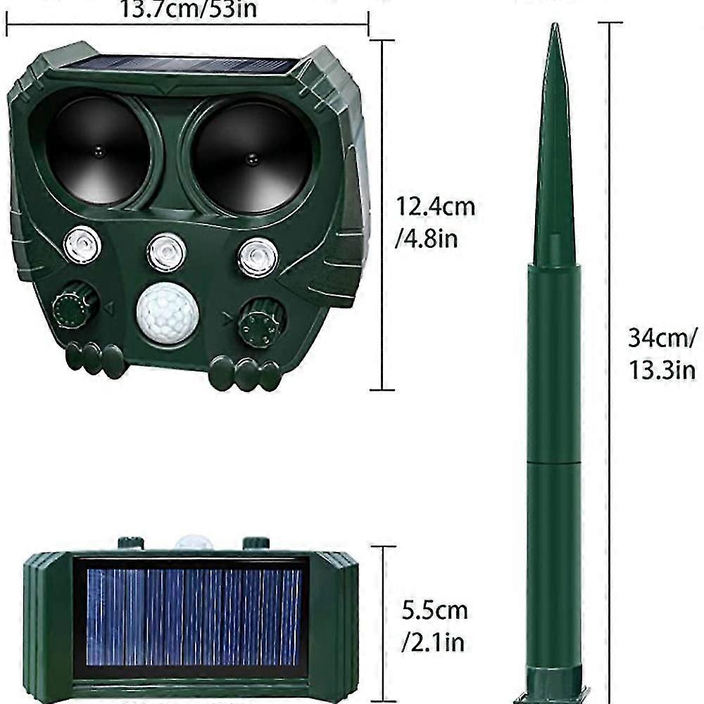 Ultrasonic Animal Repeller, Solar Animal Deterrent With Motion Sensor And Flashing Light