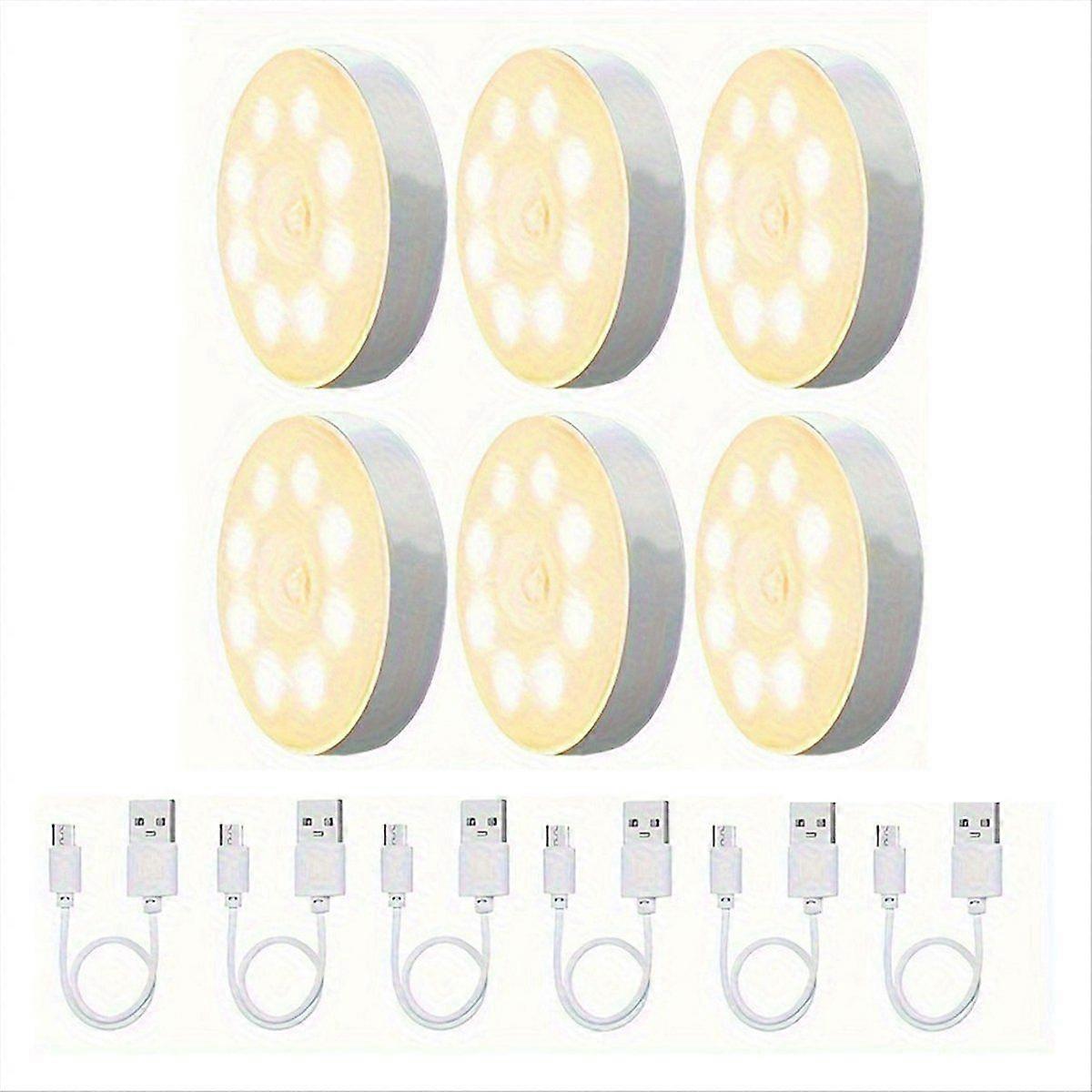 6-Pack USB Rechargeable LED Motion Sensor Lights LED Indoor Closet Light Battery-Powered Induction