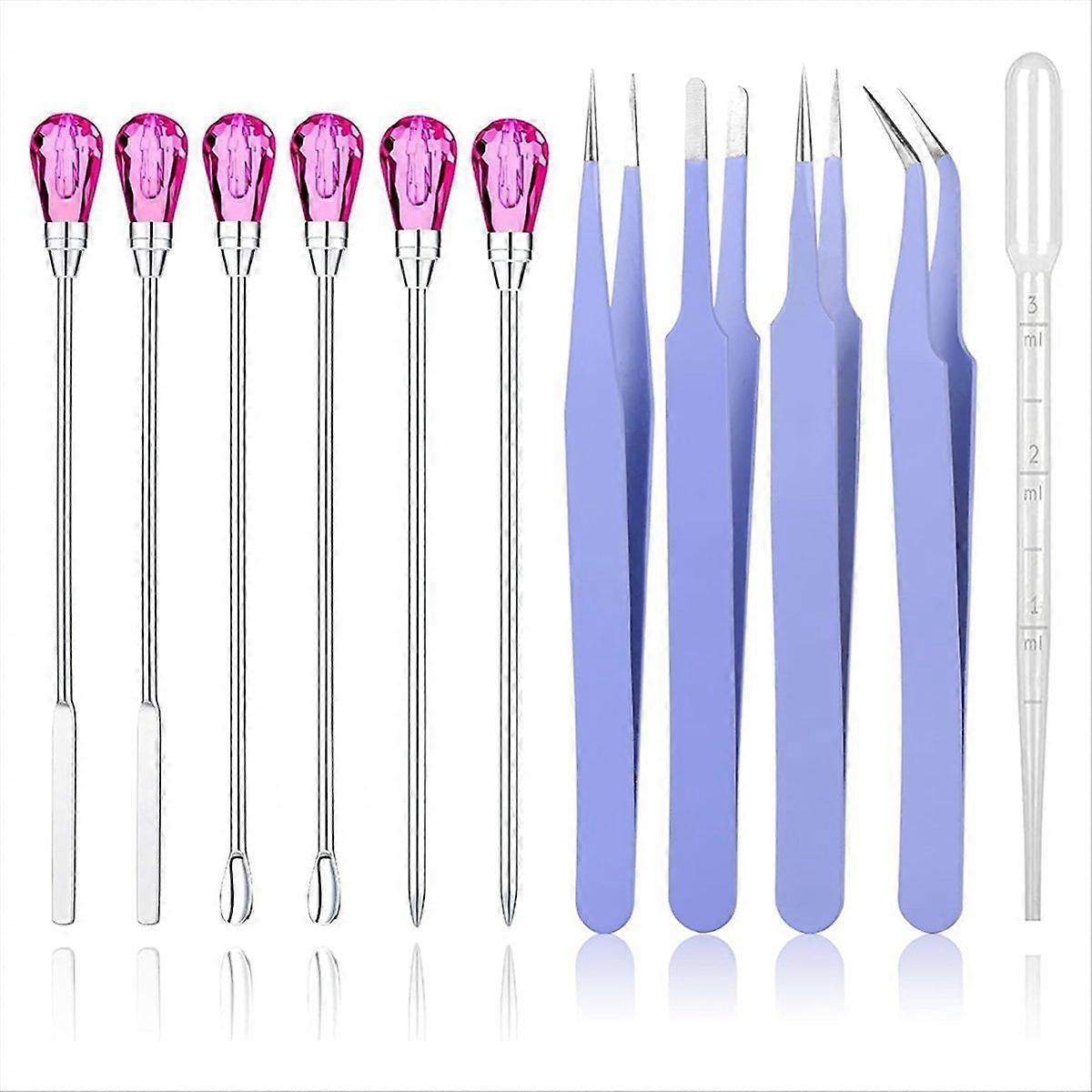 11 Pcs Resin Mold Tools Set Stirring Spoon Tool ( + Rose Red)