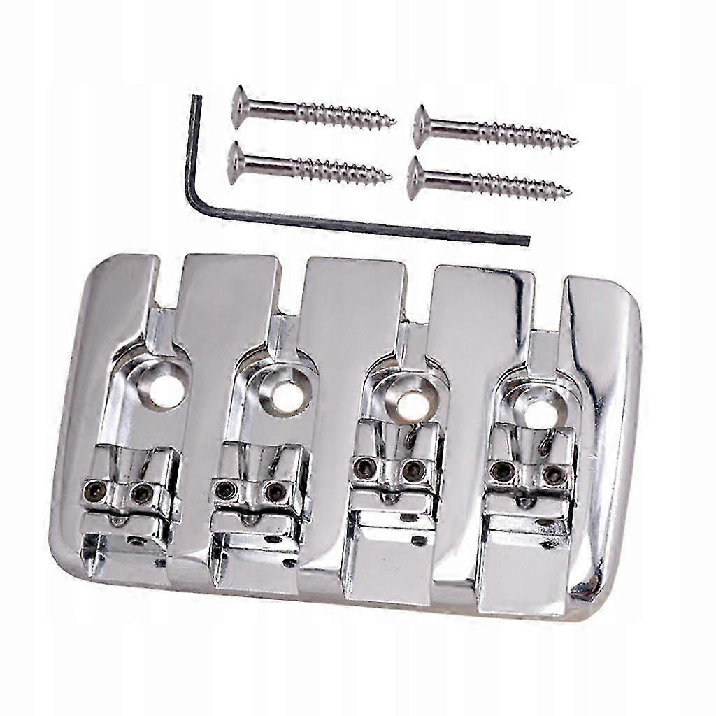 1 Set Zinc Alloy 4 String Electric Bass Bridge Tailpiece With Screws Silver