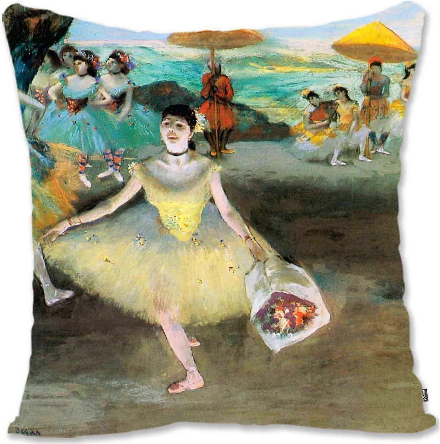 c745装飾トス枕カバーカバープロテクターダンサーアート-トゥールーズロートレック-花束の挨拶のダンサーDE(A1-313)JK745