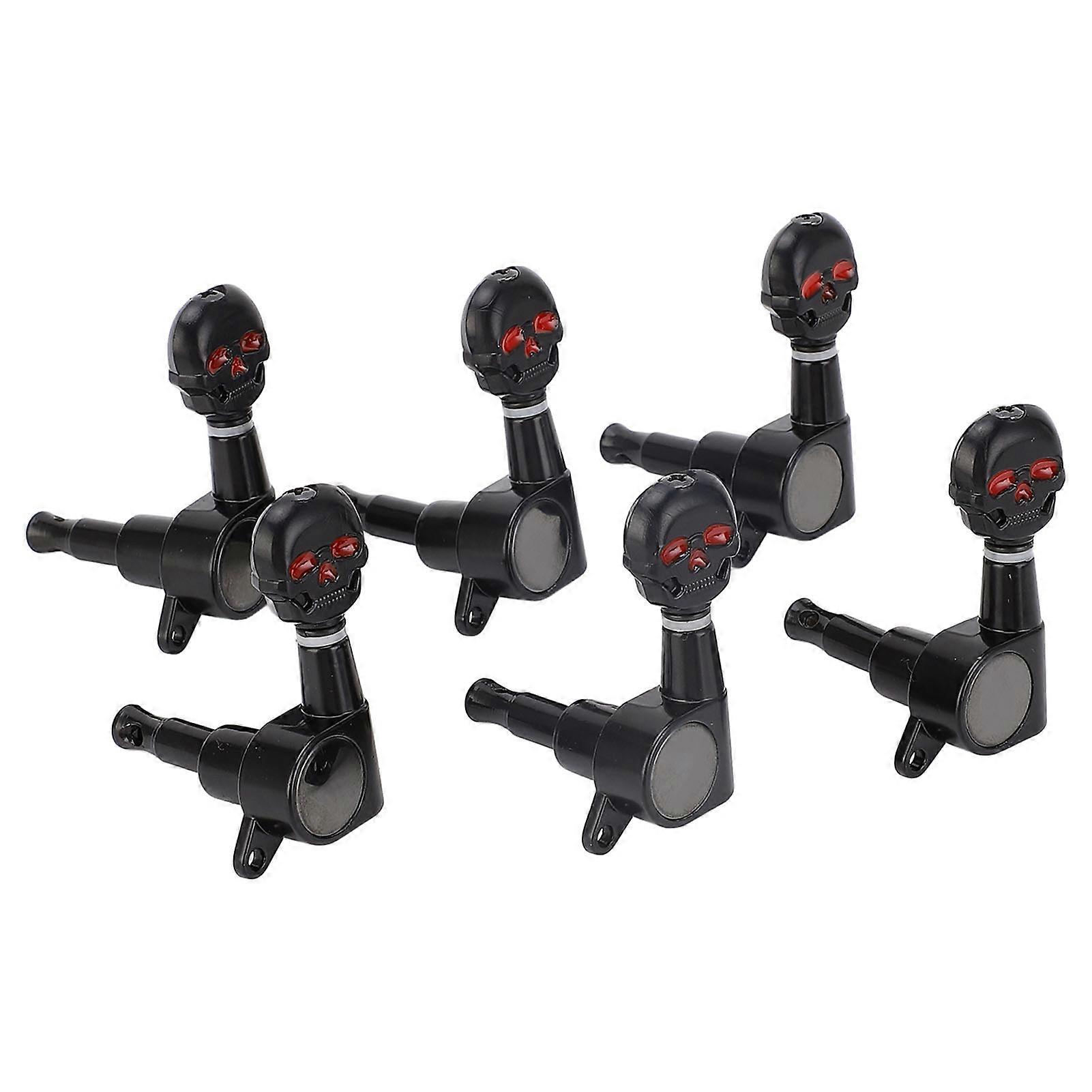 3 Left 3 Right String Tuning Keys Fully Enclosed Knob Zinc Alloy Machine Head Tuners for Acoustic Electric Guitar Black