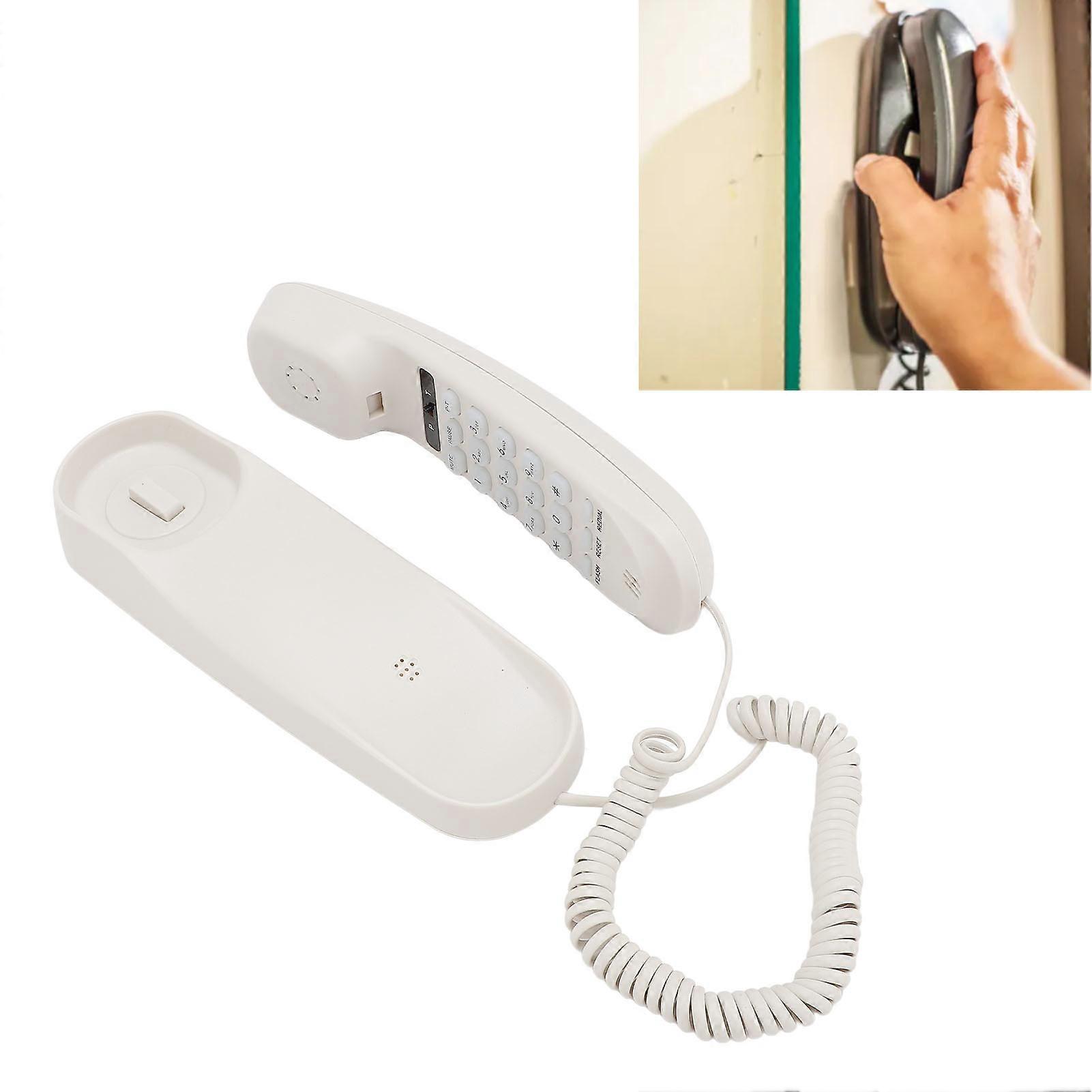 Corded Home Phone Convenient Operating Interface Retro Wall Mounted Phone for Hotel White 