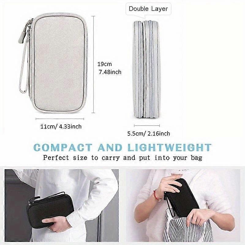 Double Layer Travel Storage Bag, Portable Makeup & Tech Storage Bag with Multiple Compartments, Durable Storage Bag for Cosmetics, Earphones