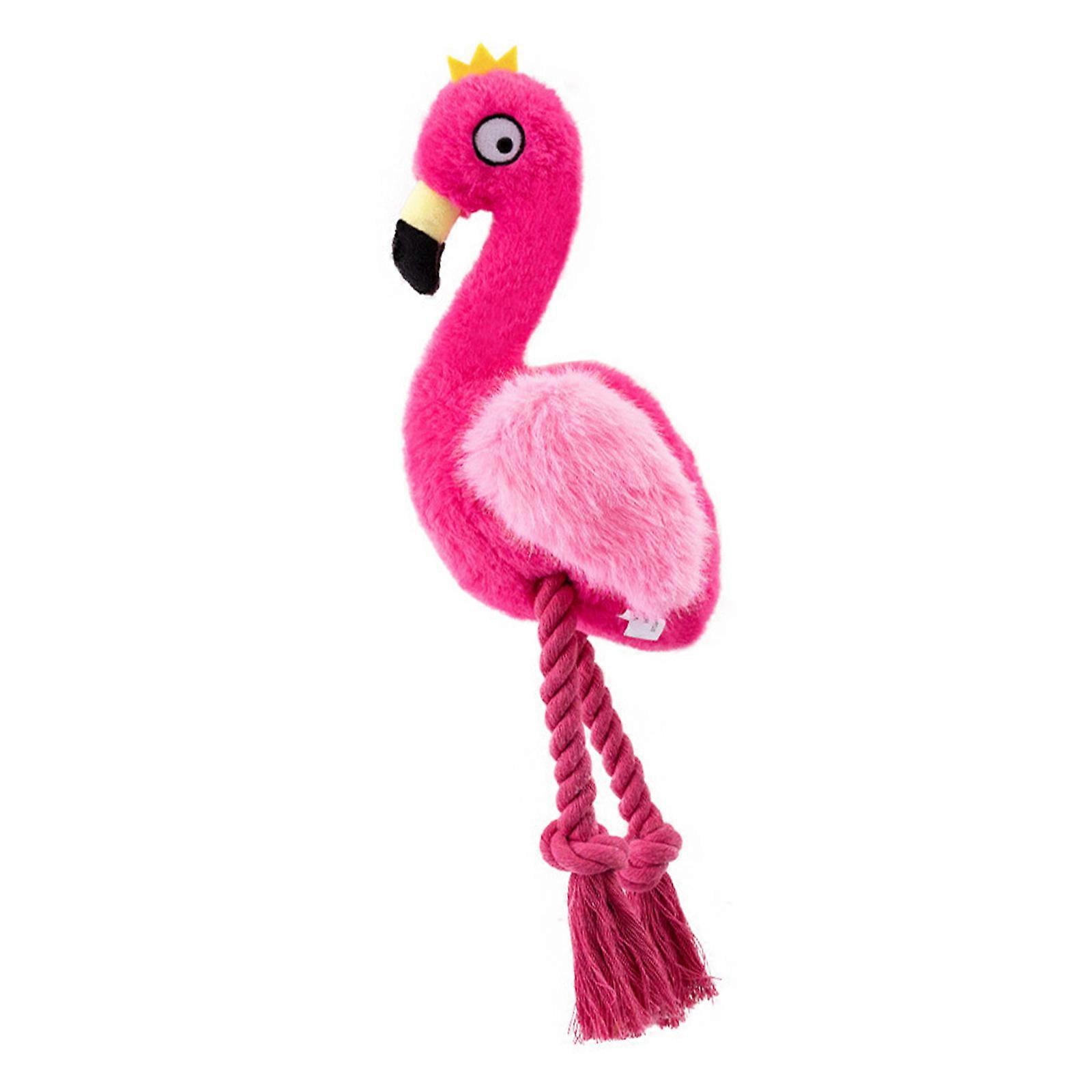 Squeaky Flamingo Toy for Dog Cotton Rope Chew Resistant Interactive Dog Fetching Game Training Toy for Mental Stimulate  Purple