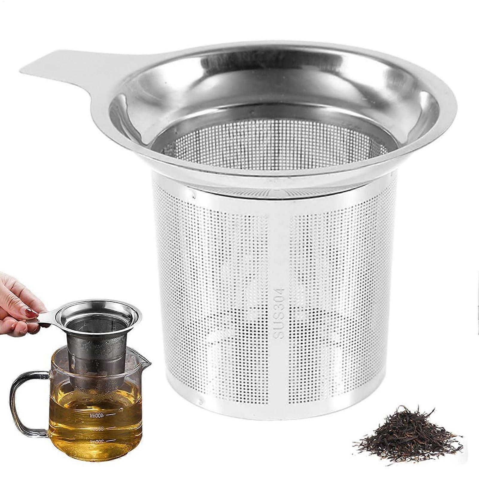 Tea Steeper Stainless Steel Filter Cup Fine Mesh Reusable AntiScald Strainer With Handle 1Cup For Home Kitchen