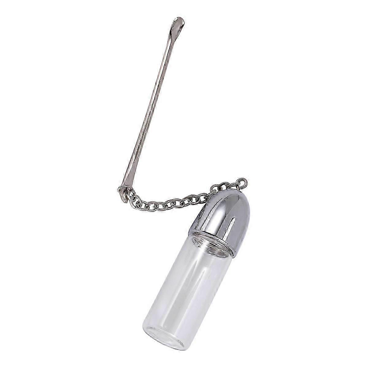 Glass Empty Snuff Bottle with Metal Spoon Screw Cap Container Sniffer Random