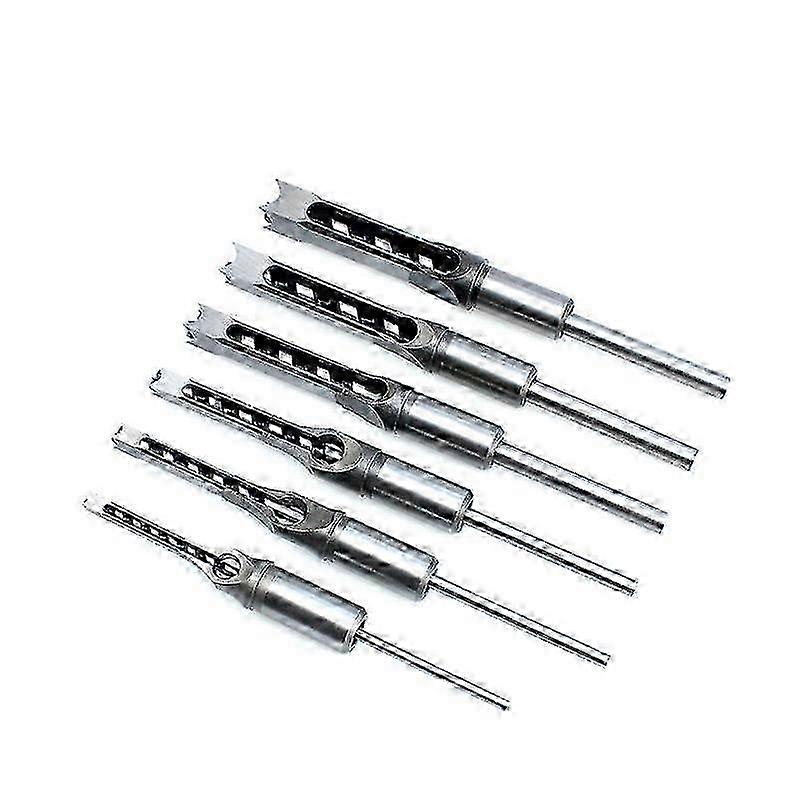 6PCS Woodworking Square Hole Drill Bit Set Square Mortise Drill Square Eye Drill Square Hole Opener