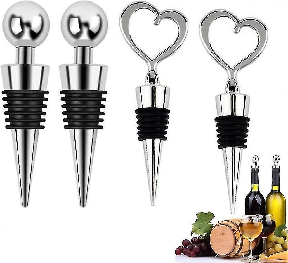 4 stykker rustfritt stål vinplugg to stiler dekorasjon