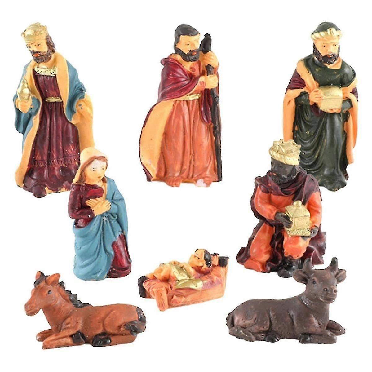 Christmas Characters Resin Christmas Set with Baby Jesus & Animals Realistic Christmas Scene Christ
