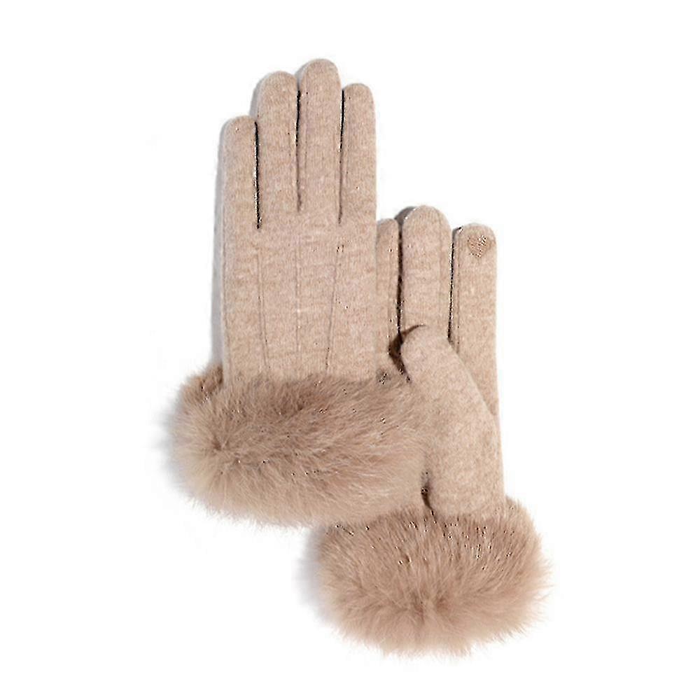 女性用タッチスクリーンカシミヤ冬用手袋、寒い季節用サーマルサイクリング手袋