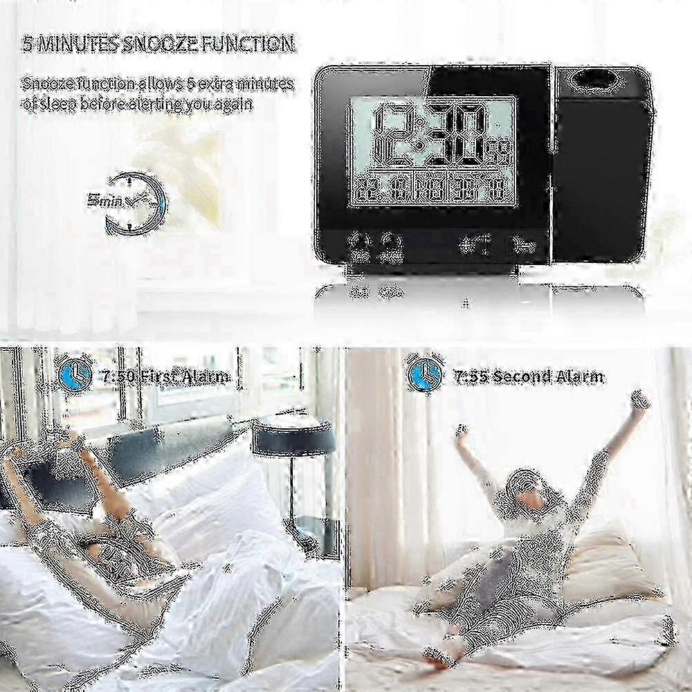 Projection Digital Alarm Clock For Bedrooms, Large Alarm Clock With Projection On Ceiling With Usb Port,battery Backup, 180projector, L 2754 Walkbee 2
