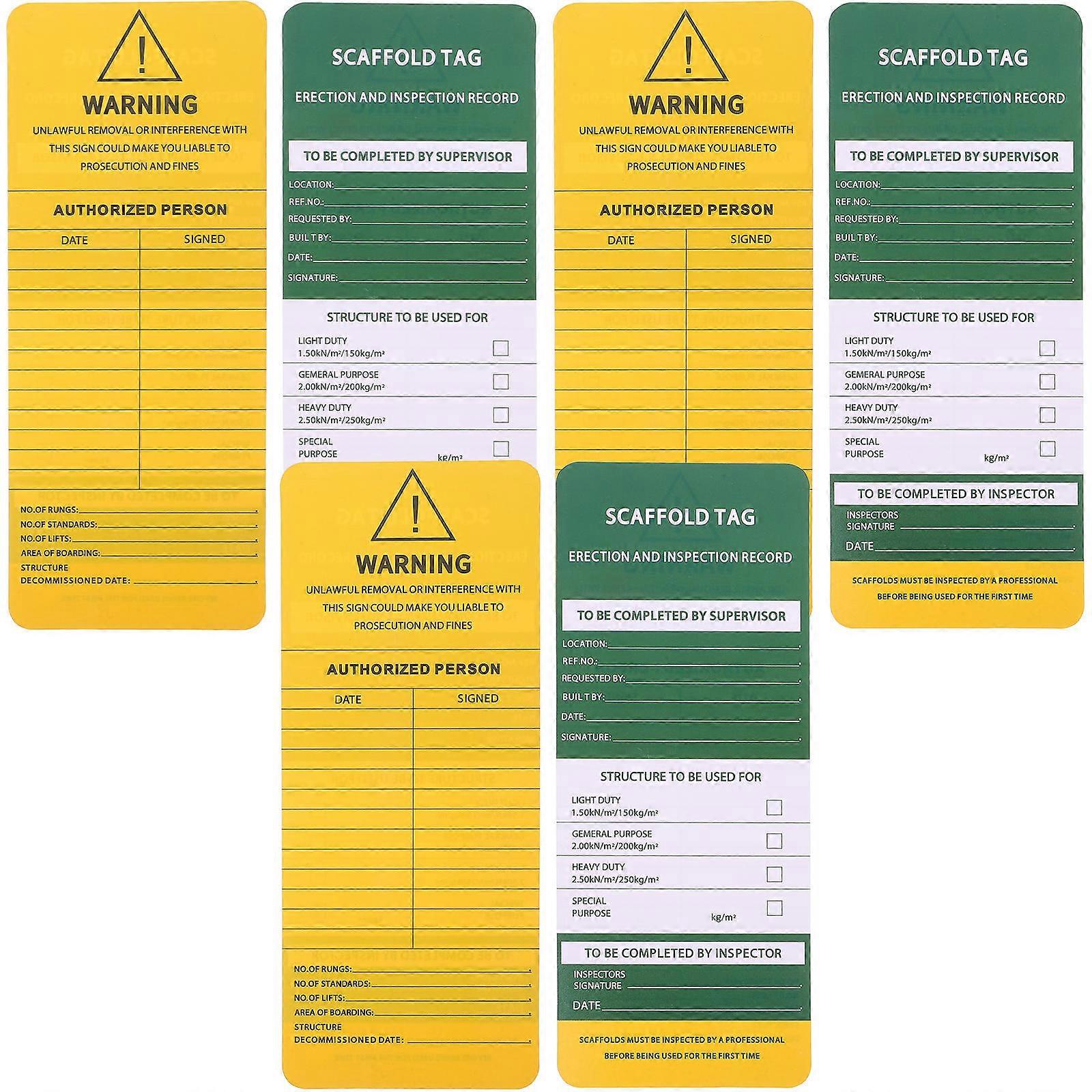 Scaffold Safety Inspection Tags for Construction Use 6Pcs Set