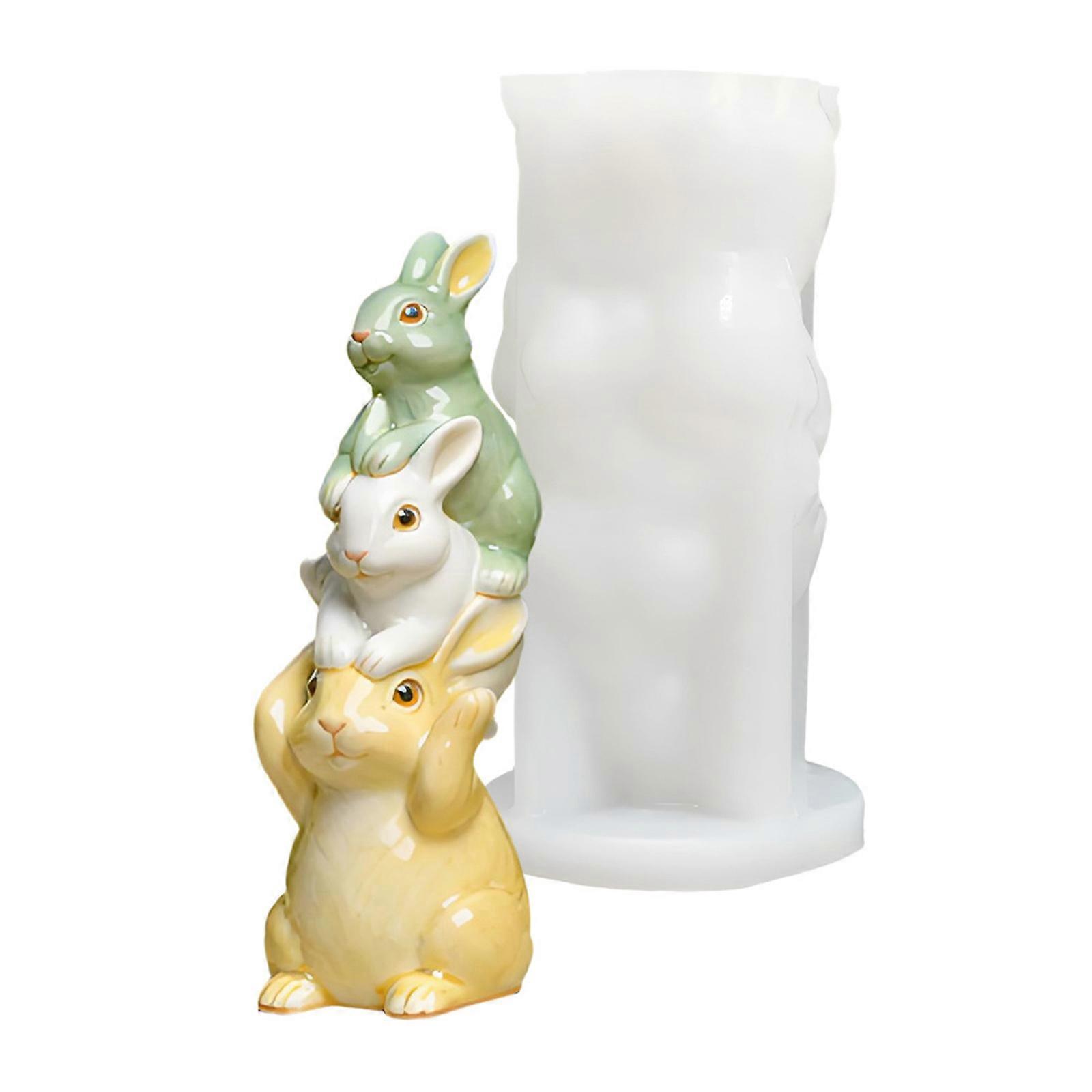 Rabbits Shaped Silicone Mould For Handmade Candle And Soaps Realistic Easters Crafting Accessory Multicolor