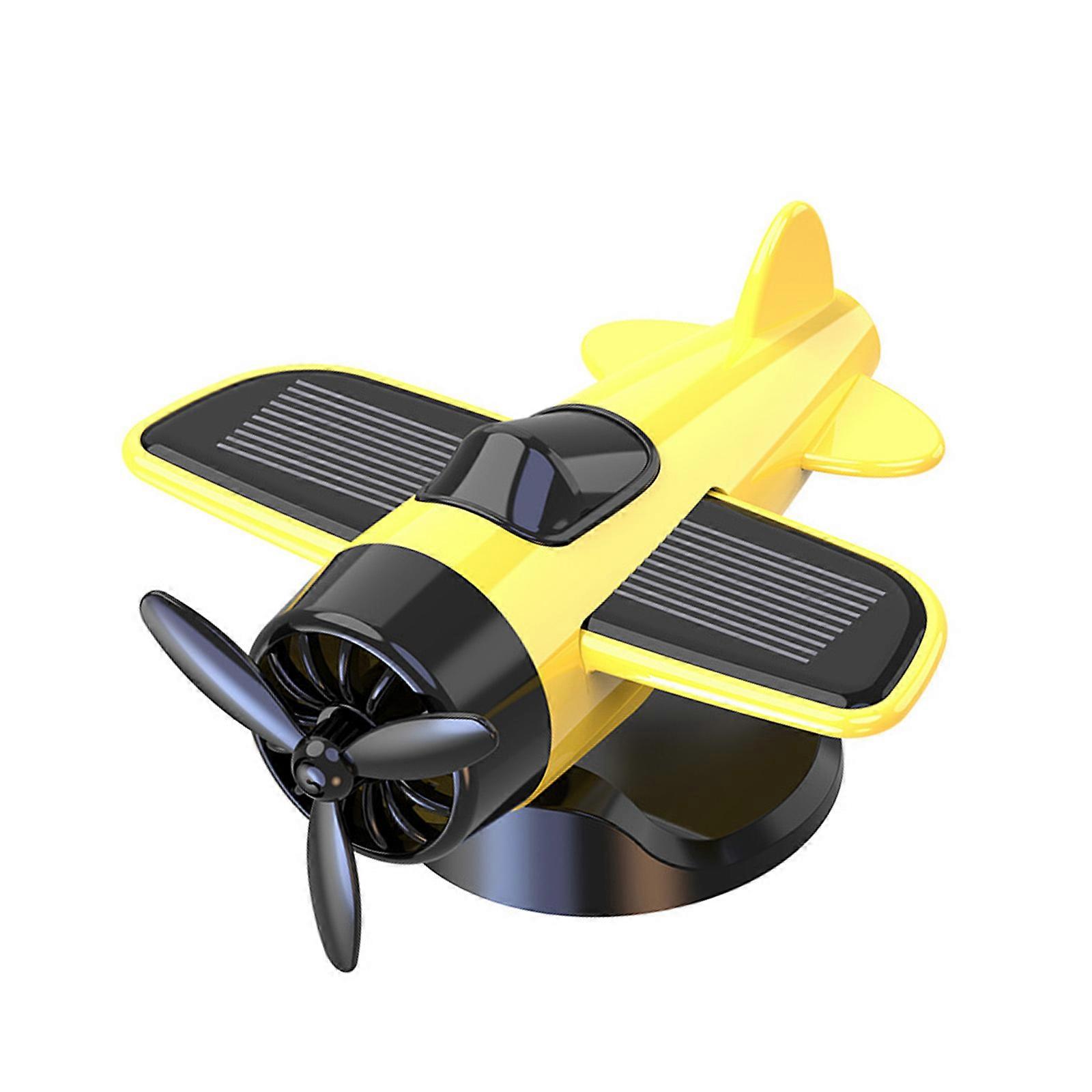 Dynamic Rotating Solar Plane Dashboard Decors ABS Crafted Auto Spin Car Interior Accent Decorative Toy for Men Multicolor