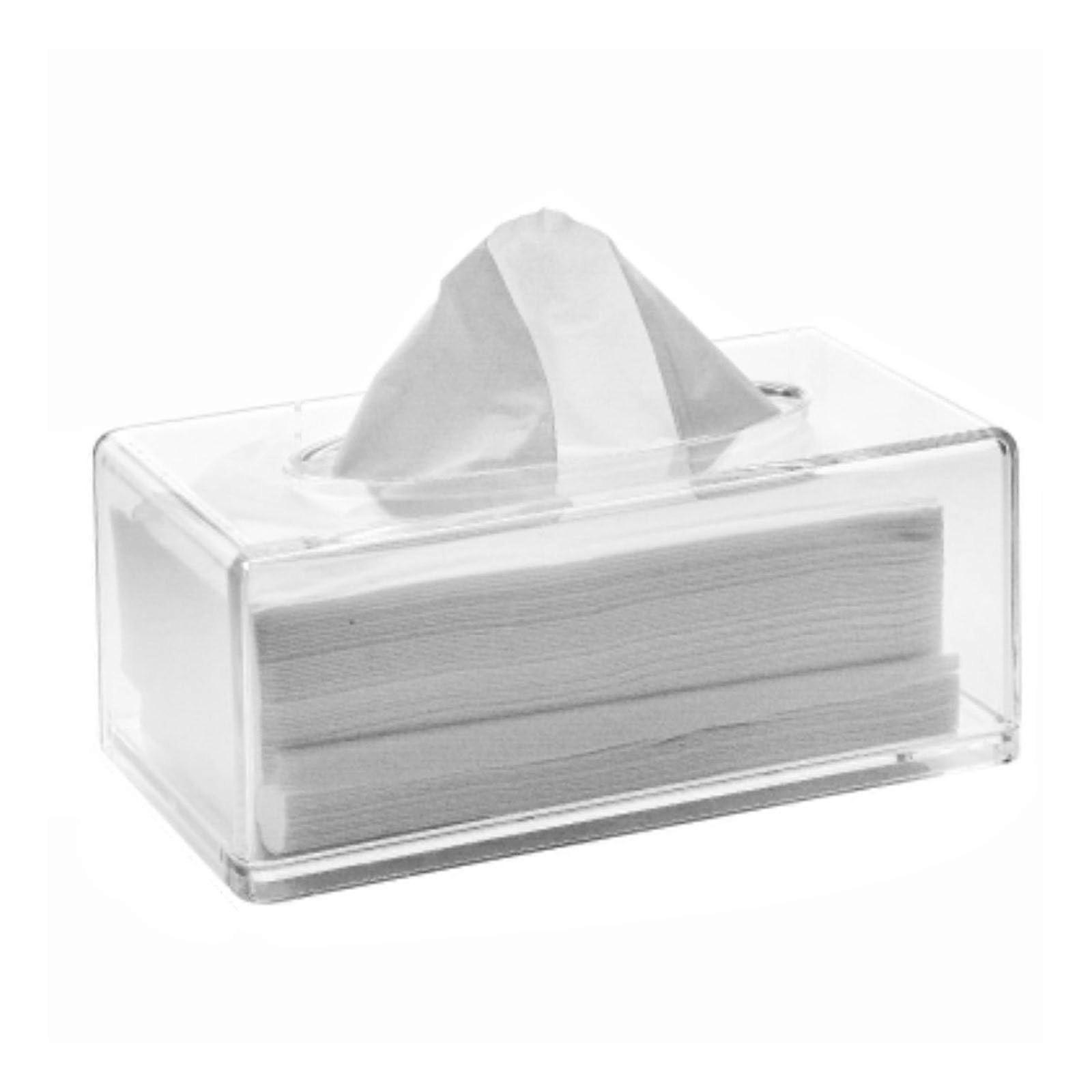 Multipurpose Clear Sturdy Acrylic Tissue Container Fits Most Tissue Sizes Desktop Tissue Dispenser 26X14