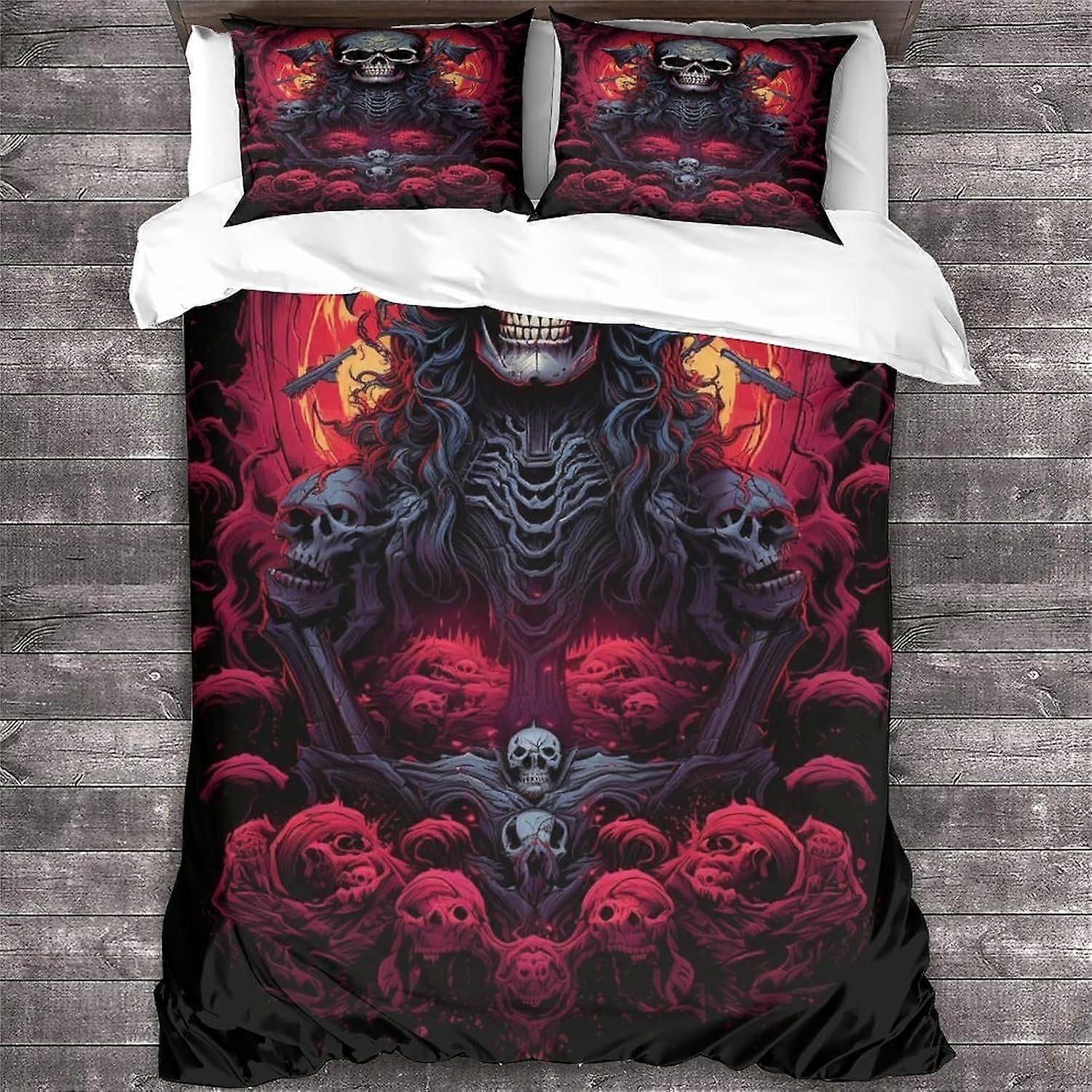 Rock 'n' Roll Roupa de Cama Edredom Capa Caveira Impresso Colcha de Cama Capa para Crianças Adolescentes Heavy Metal Guitarra Roupa de Cama Set com fronhas Duplo