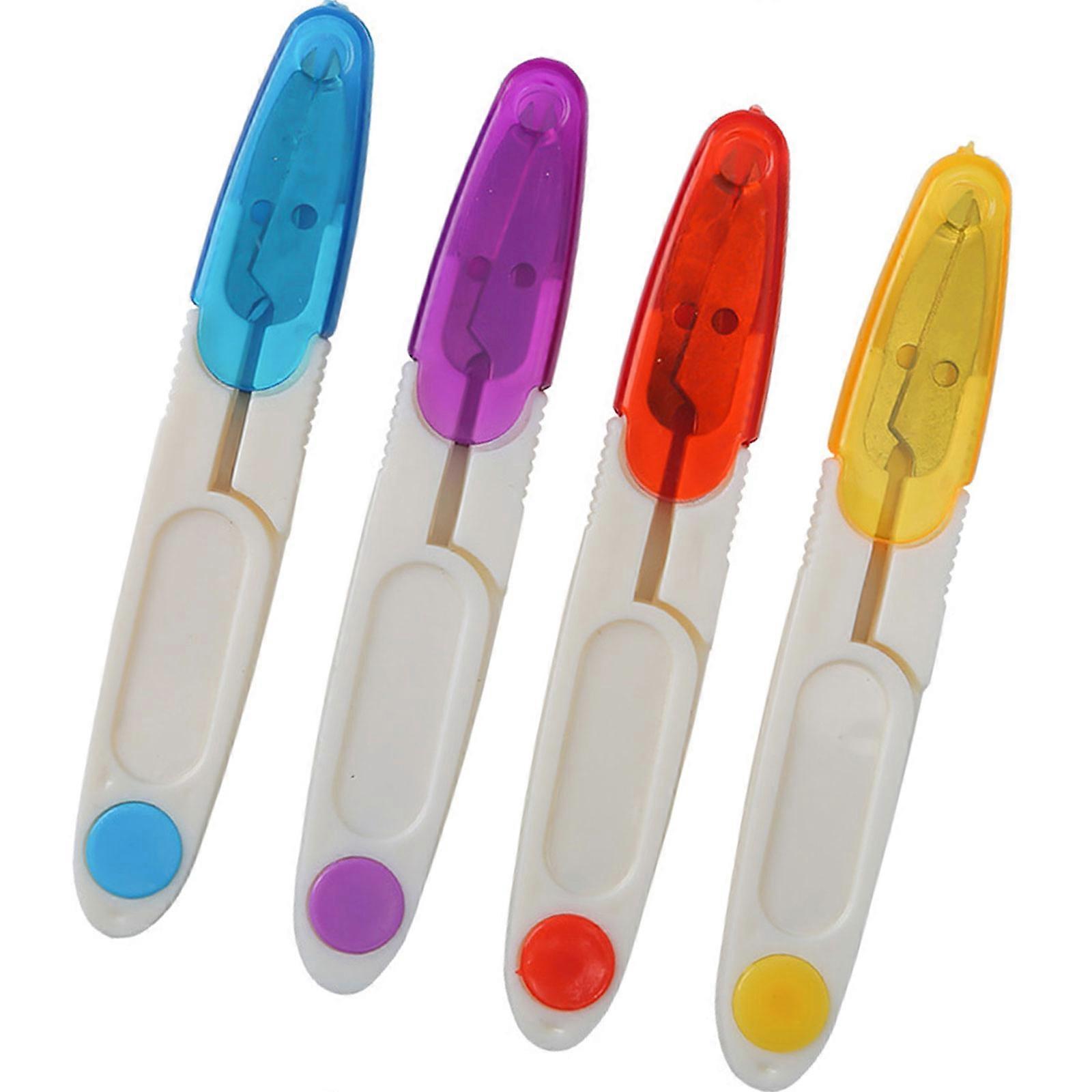 Portable Thread Cutting Scissors With Ergonomic Spring Designs for Crafting Sewing and Fabric Projects Multicolor